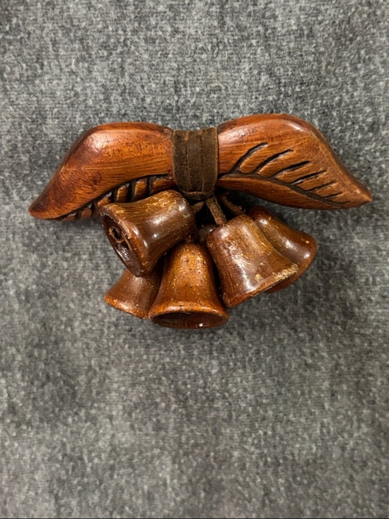 Jewelry - Unique Vintage Carved Wooden Bell Cluster Brooch
